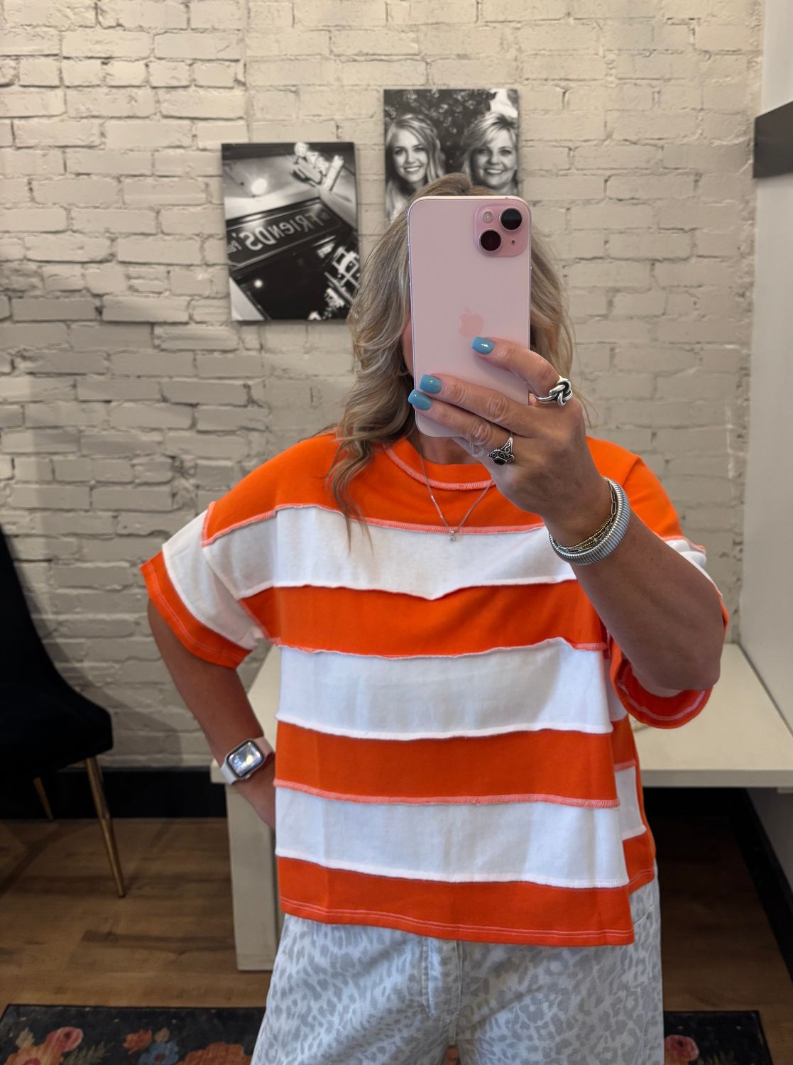 WIDE STRIPED S/S TOP