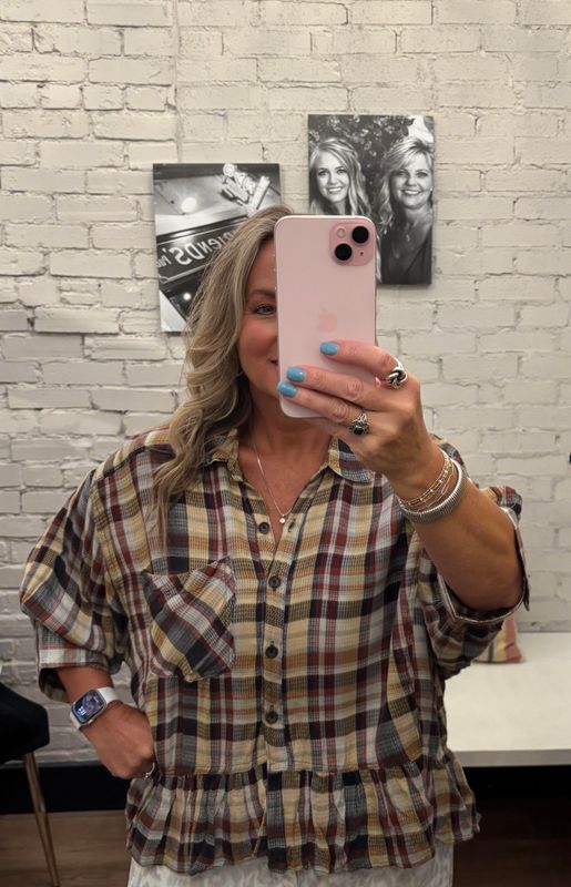 RUFFLE HEM PLAID SHIRT