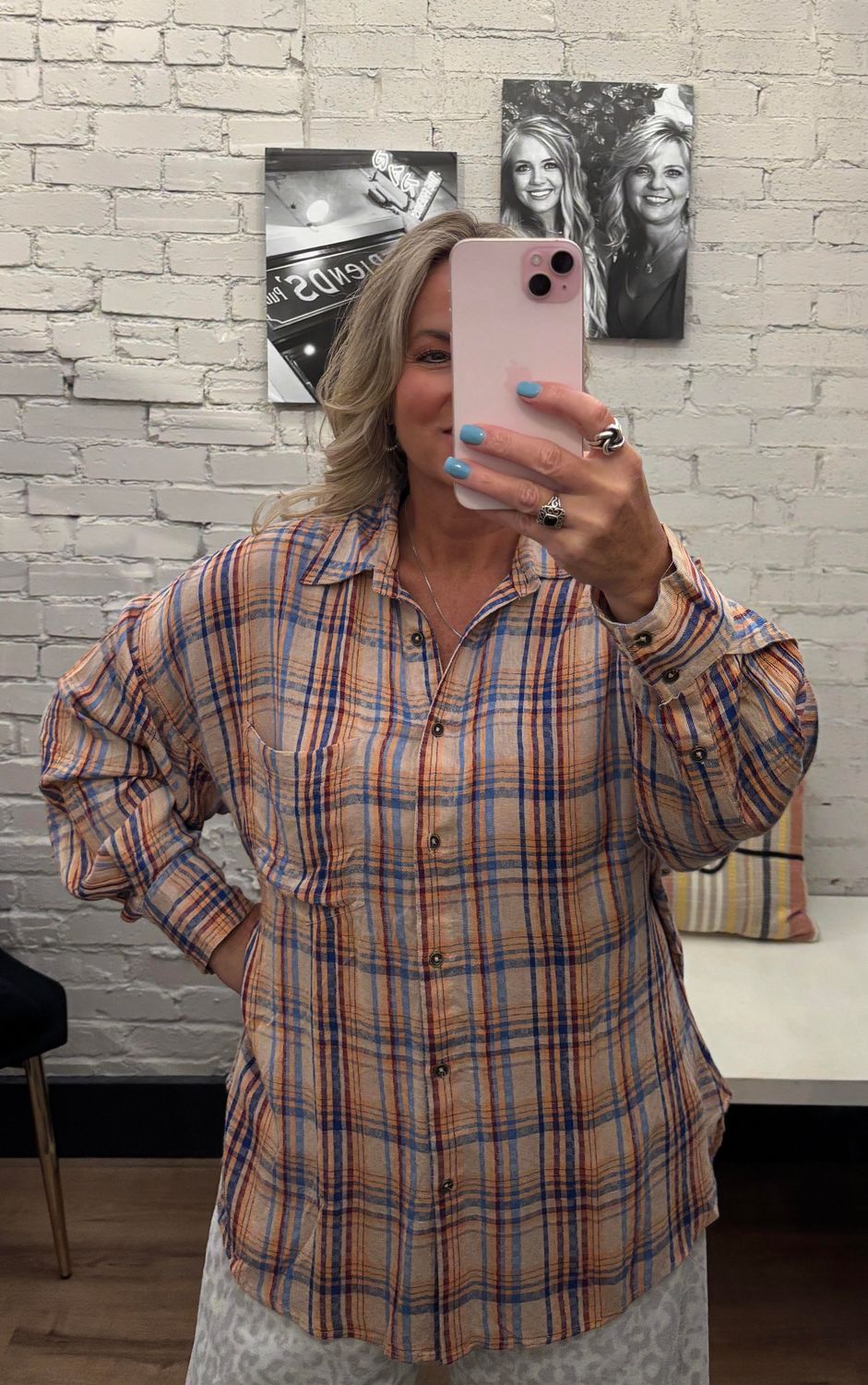 PLAID BACK TIE TOP