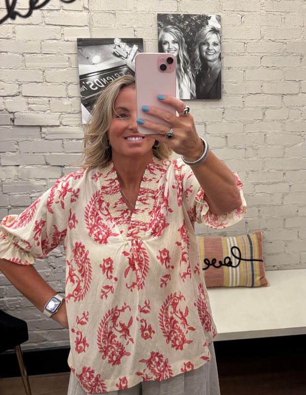 VINE RUFFLE TRIM BLOUSE