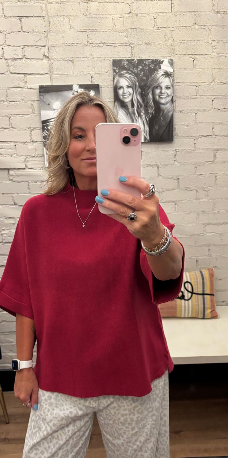 MOCK NECK DOLMAN SLEEVE SWEATER
