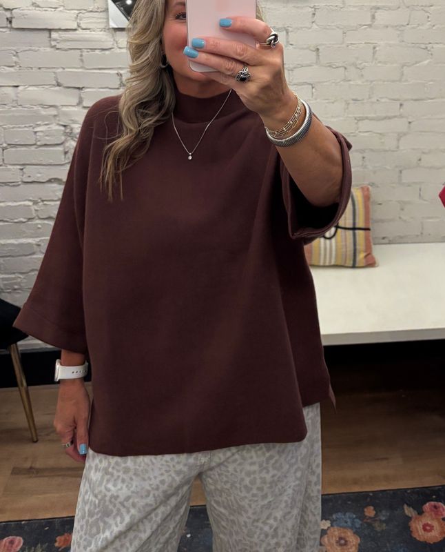 MOCK NECK DOLMAN SLEEVE SWEATER