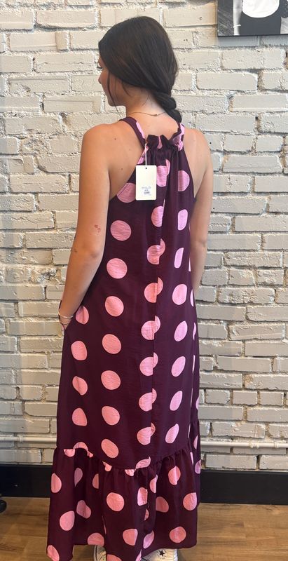 POLKA DOT HALTER DRESS