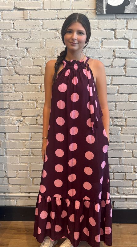 POLKA DOT HALTER DRESS