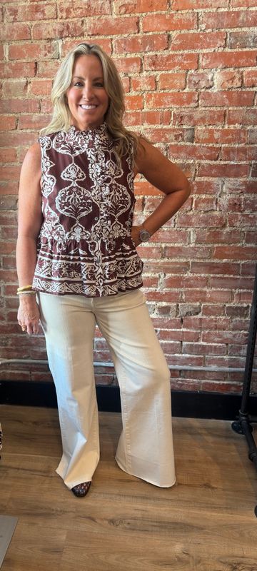 SLEEVELESS BABYDOLL PRINT TOP