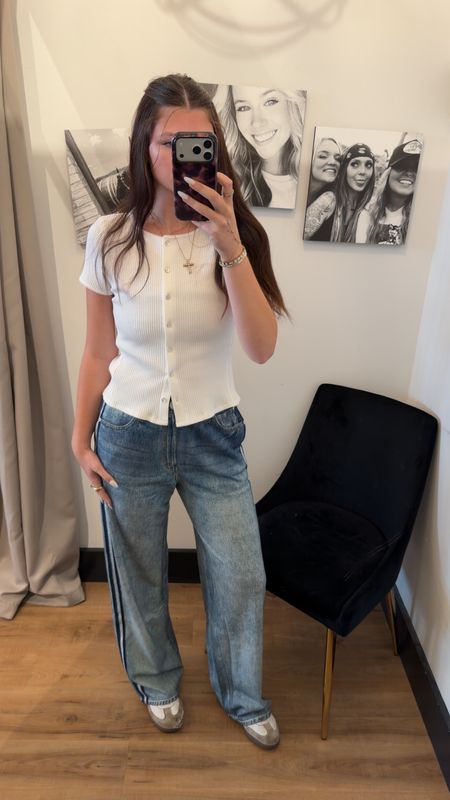 FAUX DENIM TRACK PANTS