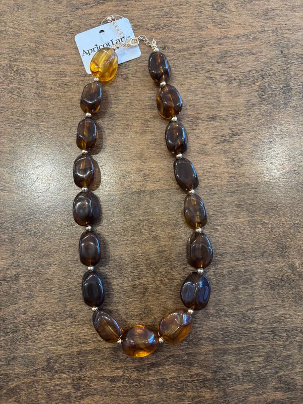 LARGE RESIN BEADED BROWN NECKLACE