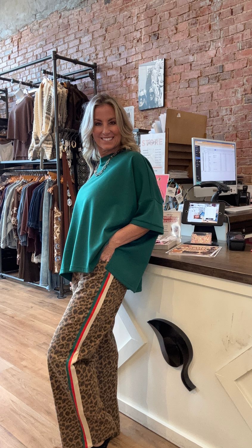 ANIMAL PRINT TRACK PANTS