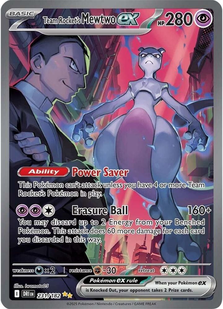 POKEMON TEAM ROCKETS MEWTWO EX 231/182  ALT ART