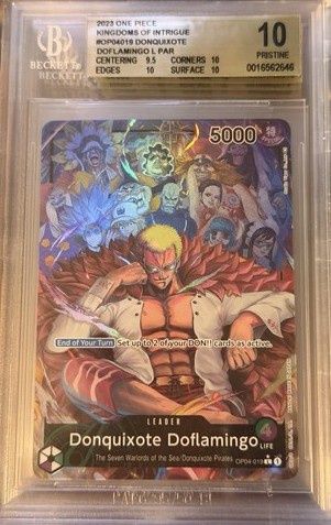 ONE PIECE DONQUIXOTE DOFLAMINGO OP04-019 LEADER ALT ART BGS 10 GRADED
