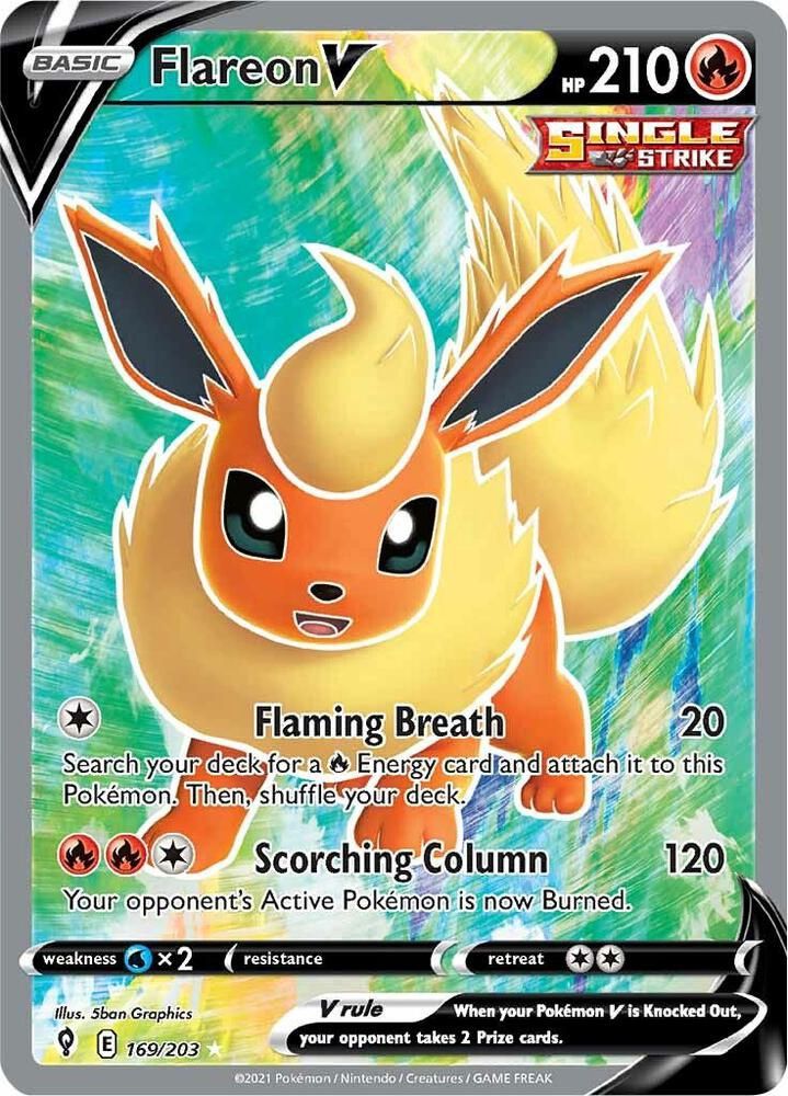 POKEMON FLAREON V 169/203  FULL ART