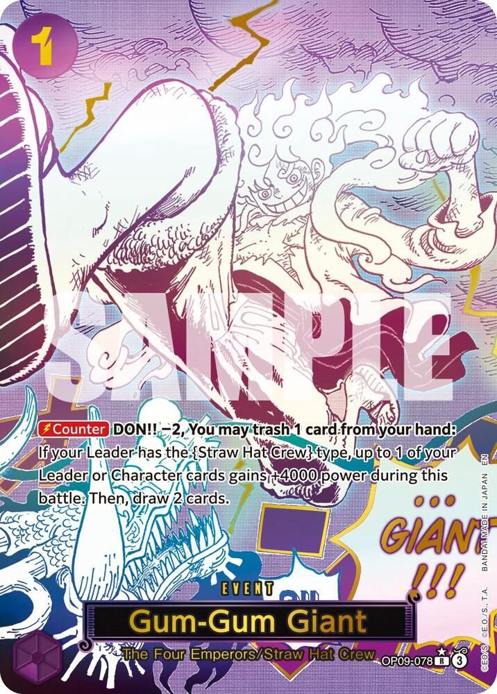 ONE PIECE GUM-GUM GIANT OP09-078 ALT ART PRB