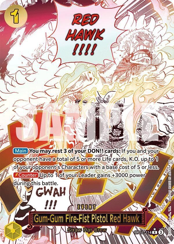 ONE PIECE GUM-GUM FIRE-FIST PISTOL RED HAWK OP11-114 ALT ART