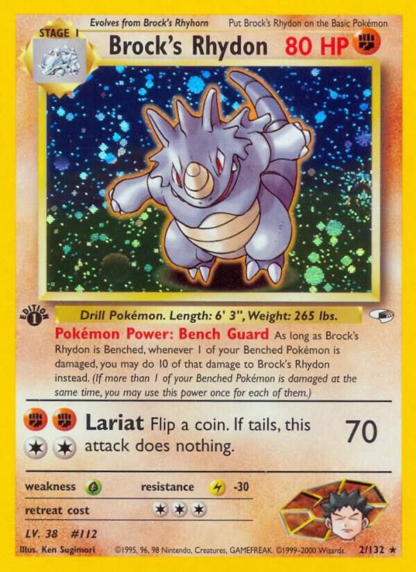POKEMON BROCK'S RYDON HP 002/132 HOLO UNLIMTED