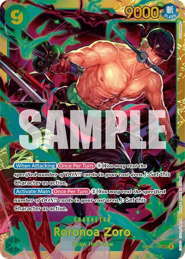 ONE PIECE RORONOA ZORO OP06-118 SECRET RARE (REPRINT)