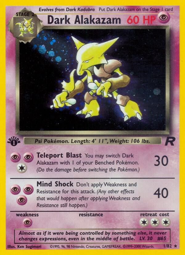 POKEMON DARK ALAKAZAM LP 01/82 HOLO 1ST ED