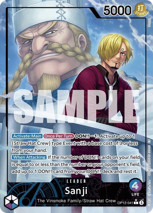 ONE PIECE SANJI OP12-041 LEADER ALT ART