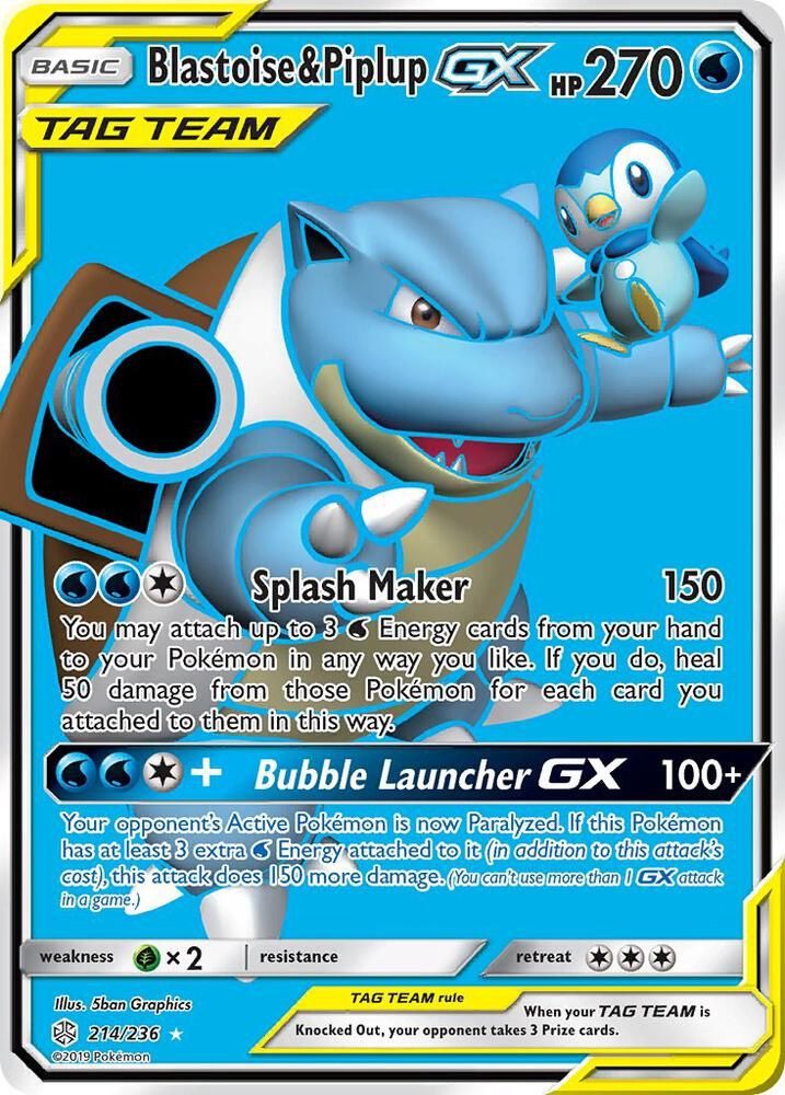 POKEMON BLASTOISE &amp; PIPLUP GX 214/236