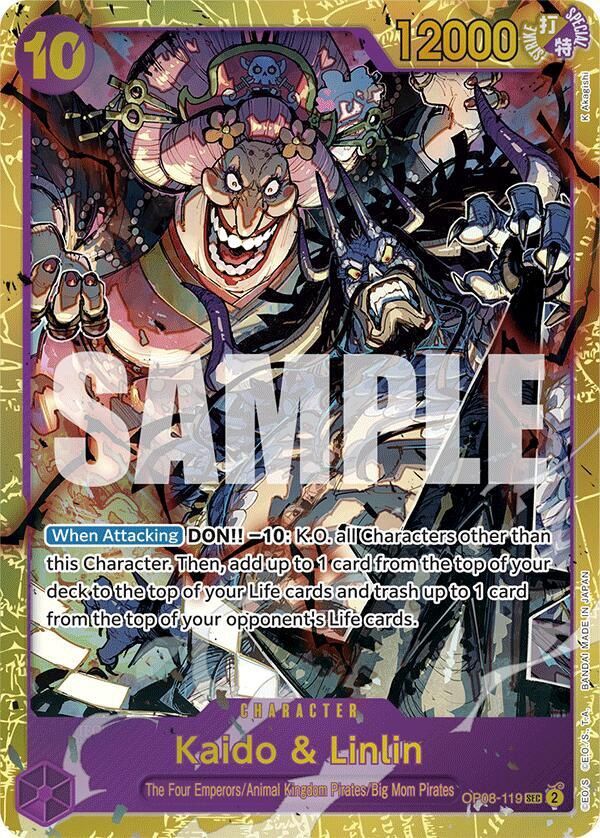 ONE PIECE KAIDO &amp; LINLIN OP08-119 SECRET RARE