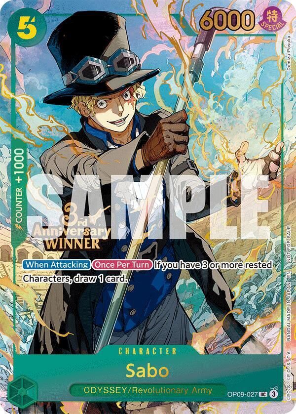 ONE PIECE SABO OP09-027 3RD ANNIVERSARY WINNER