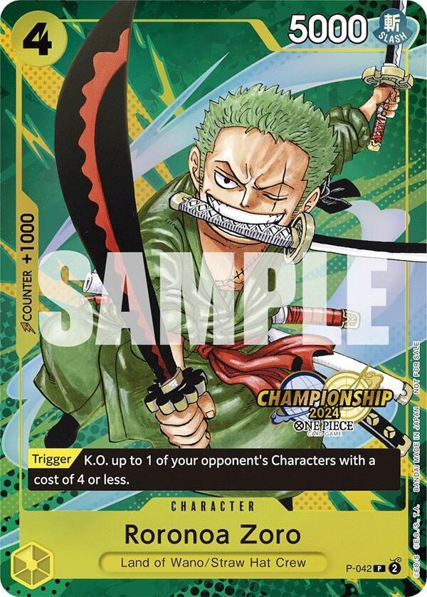 ONE PIECE RORONOA ZORO EVENT PACK 2024 CHAMPIONSHIP 2024 GOLD FOIL LETTERS