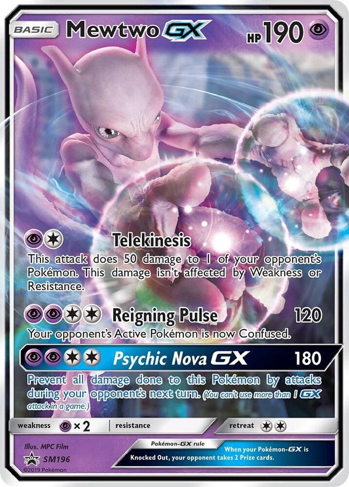 POKEMON MEWTWO GX LP SM196 BLACK STAR PROMO