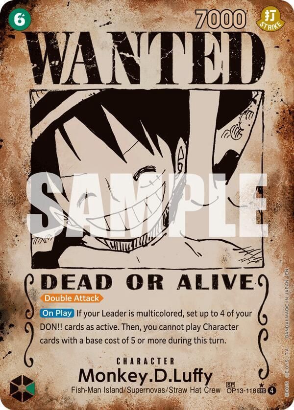 ONE PIECE MONKEY.D.LUFFY WANTED POSTER OP13-118