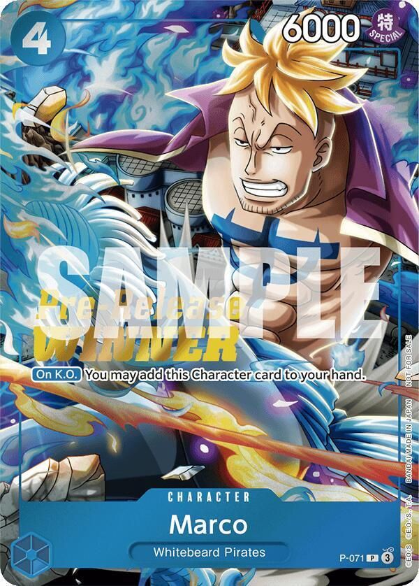 ONE PIECE MARCO P-071 PRE RELEASE WINNER CARD