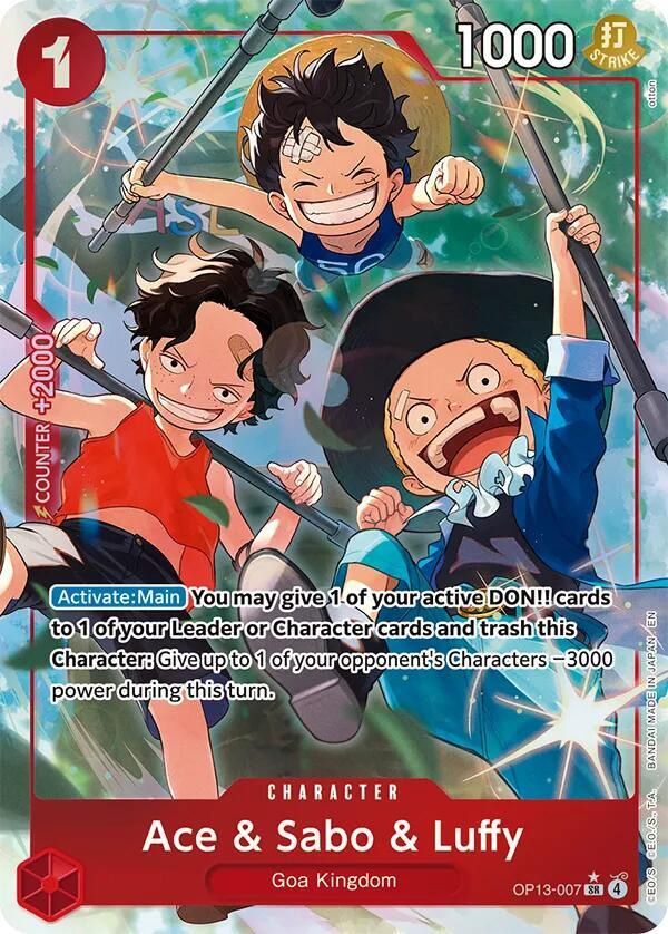 ONE PIECE ACE &amp; SABO &amp; LUFFY OP13-007 ALT ART