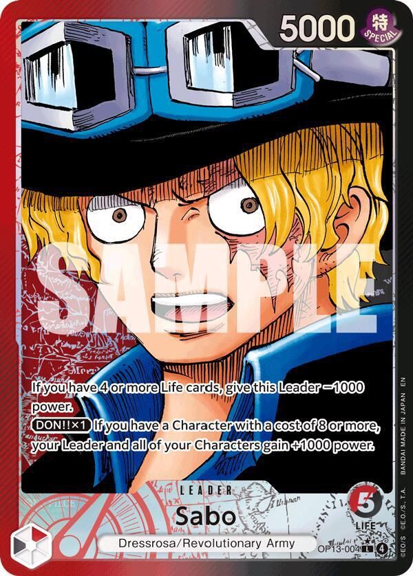 ONE PIECE SABO OP13-004 LEADER ALT ART