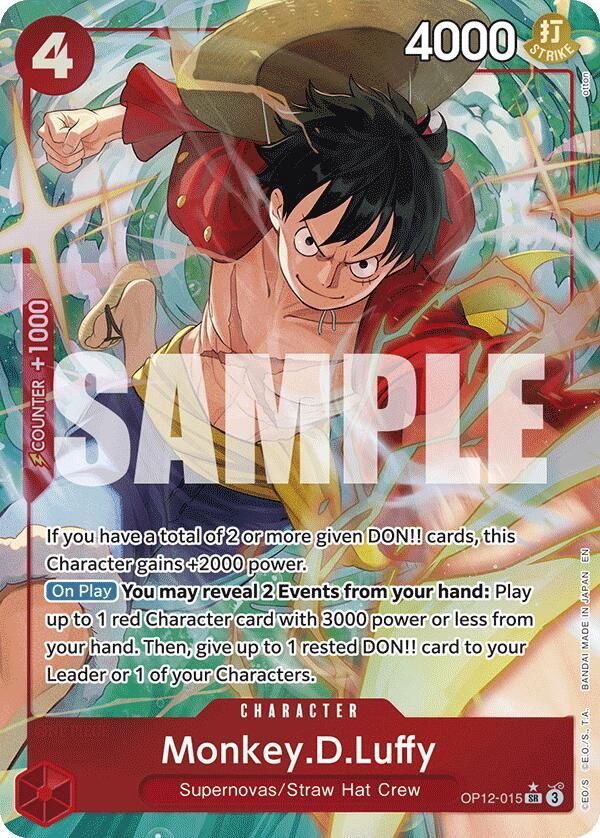 ONE PIECE MONKEY.D.LUFFY OP12-015 ALT ART