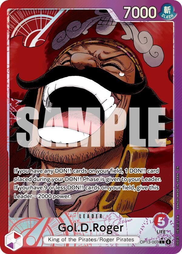 ONE PIECE GOL.D.ROGER OP13-003 LEADER ALT ART