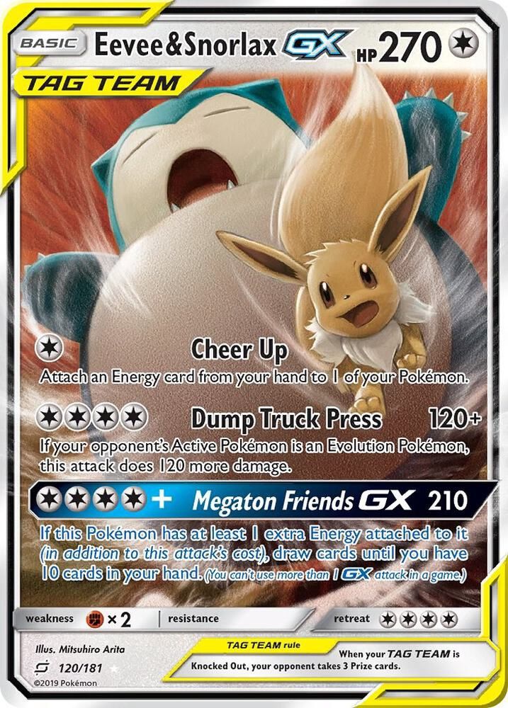POKEMON EEVEE AND SNORLAX GX LP 120/181 UR