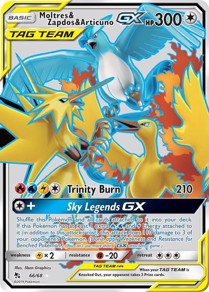 POKEMON MOLTRES &amp; ZAPDOS &amp; ARTICUNO GX 66/68 UR FULL ART