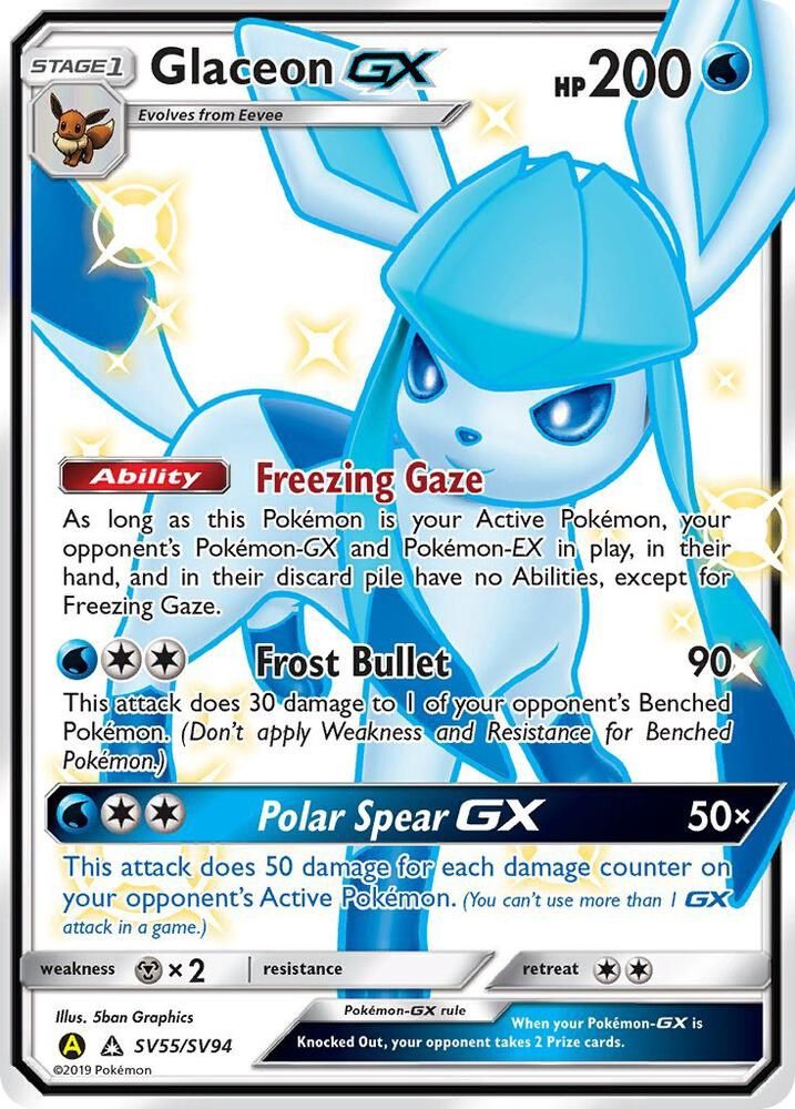 POKEMON GLACEION GX SV55/SV94 SHINY HOLO RARE