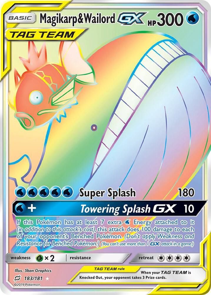 POKEMON MAGIKARP &amp; WAILORD GX LP 183/181 TAG TEAM SCR
