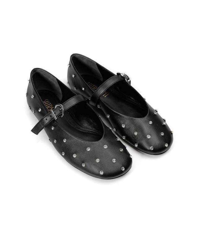 Paris Flat Black Leather