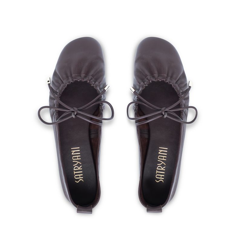 Naples Flat Aubergine Leather