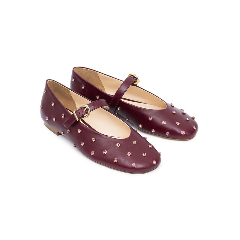 Paris Flat Bordeaux Leather