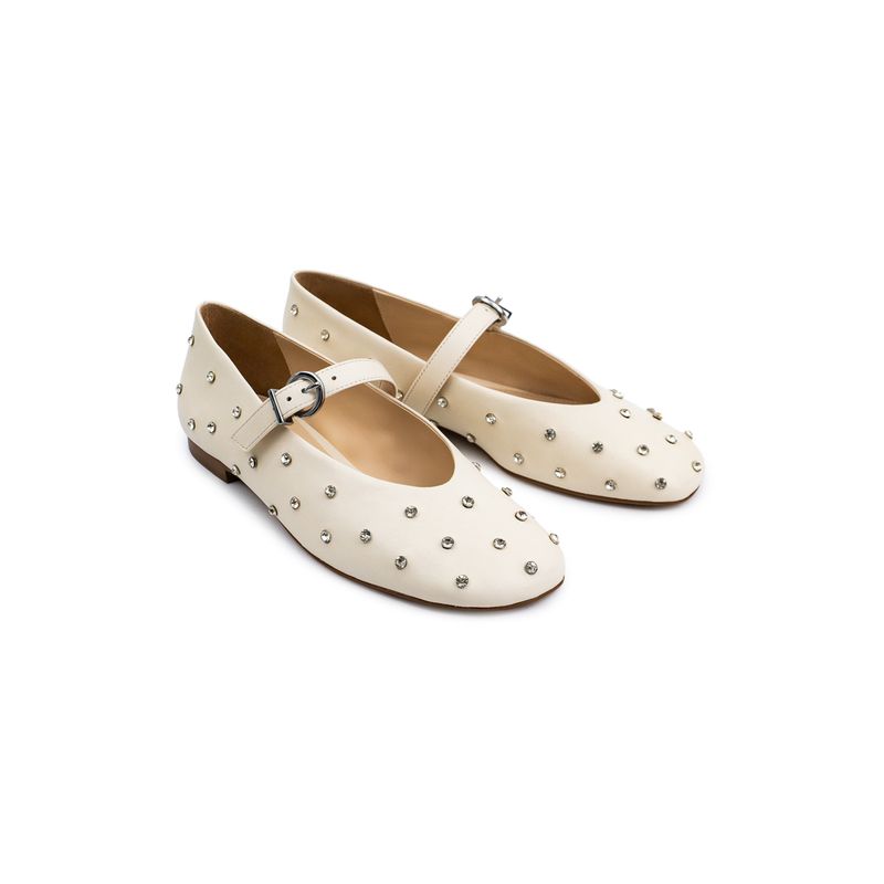 Paris Flat Beige Leather
