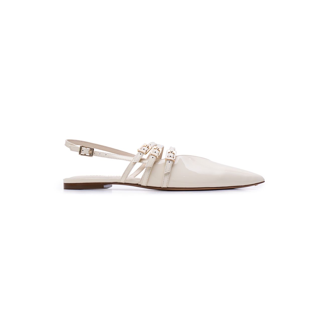 Amalfi Flat Beige Biscuit Patent Leather