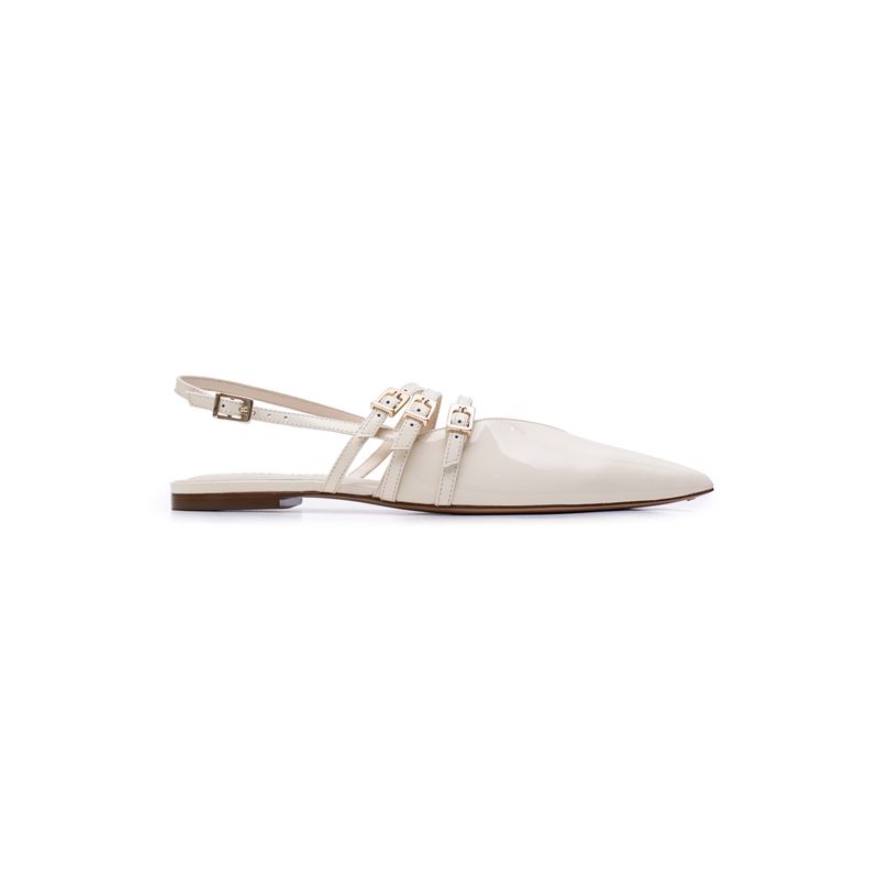 Amalfi Flat Beige Biscuit Patent Leather