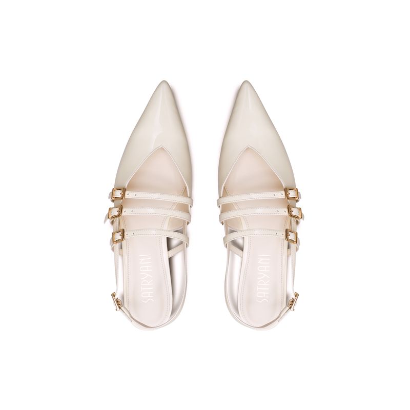 Amalfi Flat Beige Biscuit Patent Leather