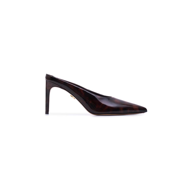 Mule Dubai Tortoise Brown Patent Leather