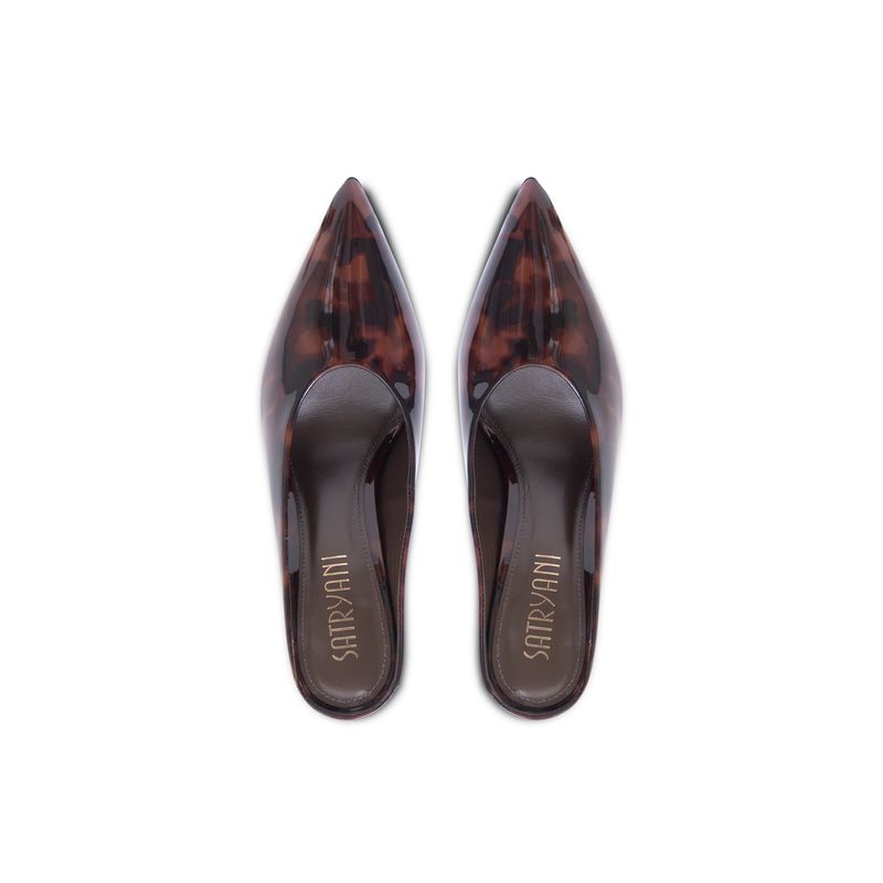 Mule Dubai Tortoise Brown Patent Leather