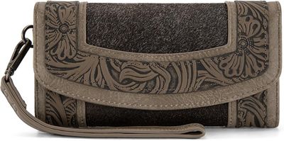 MW1360-W018 Hair-On Hide Tooled Wristlet