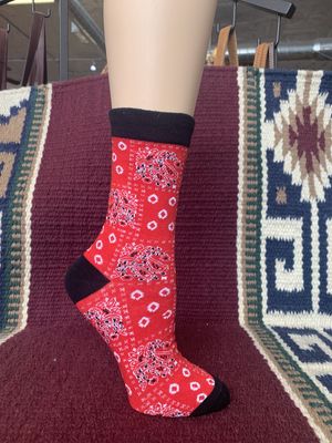 3434-N Red Bandana Print "Socks with Attitude"