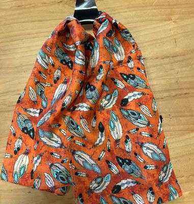 1313 Q- Silk Scarf Red w/Feather