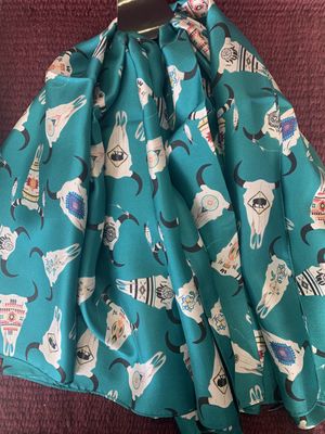 1313 AB-Turquoise & Skulls Wild Rag