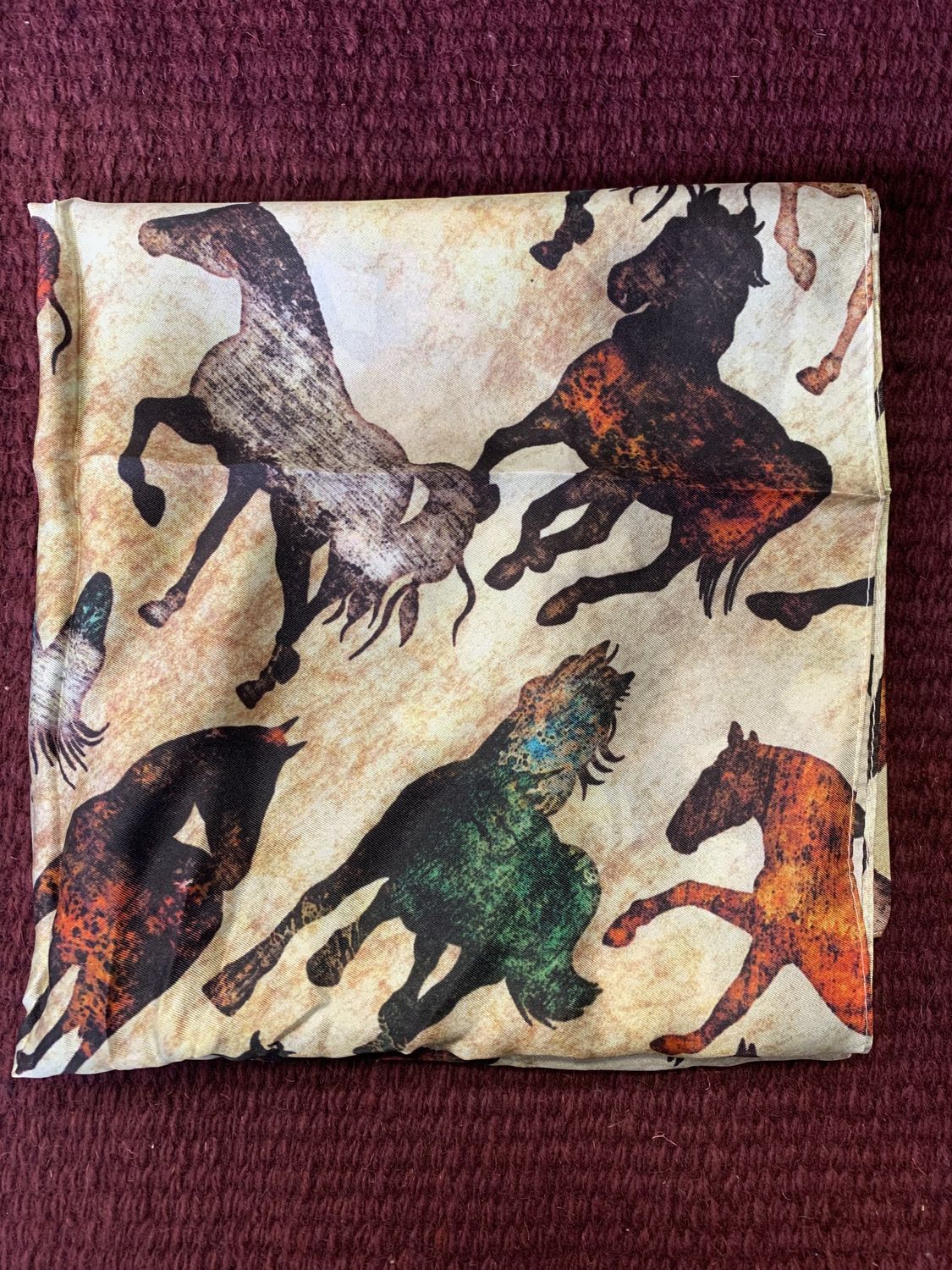 1313 AN- Silk Scarf/ Wild Rag Horse Print 1313 AN- Silk Scarf/ Wild Rag Horse Print